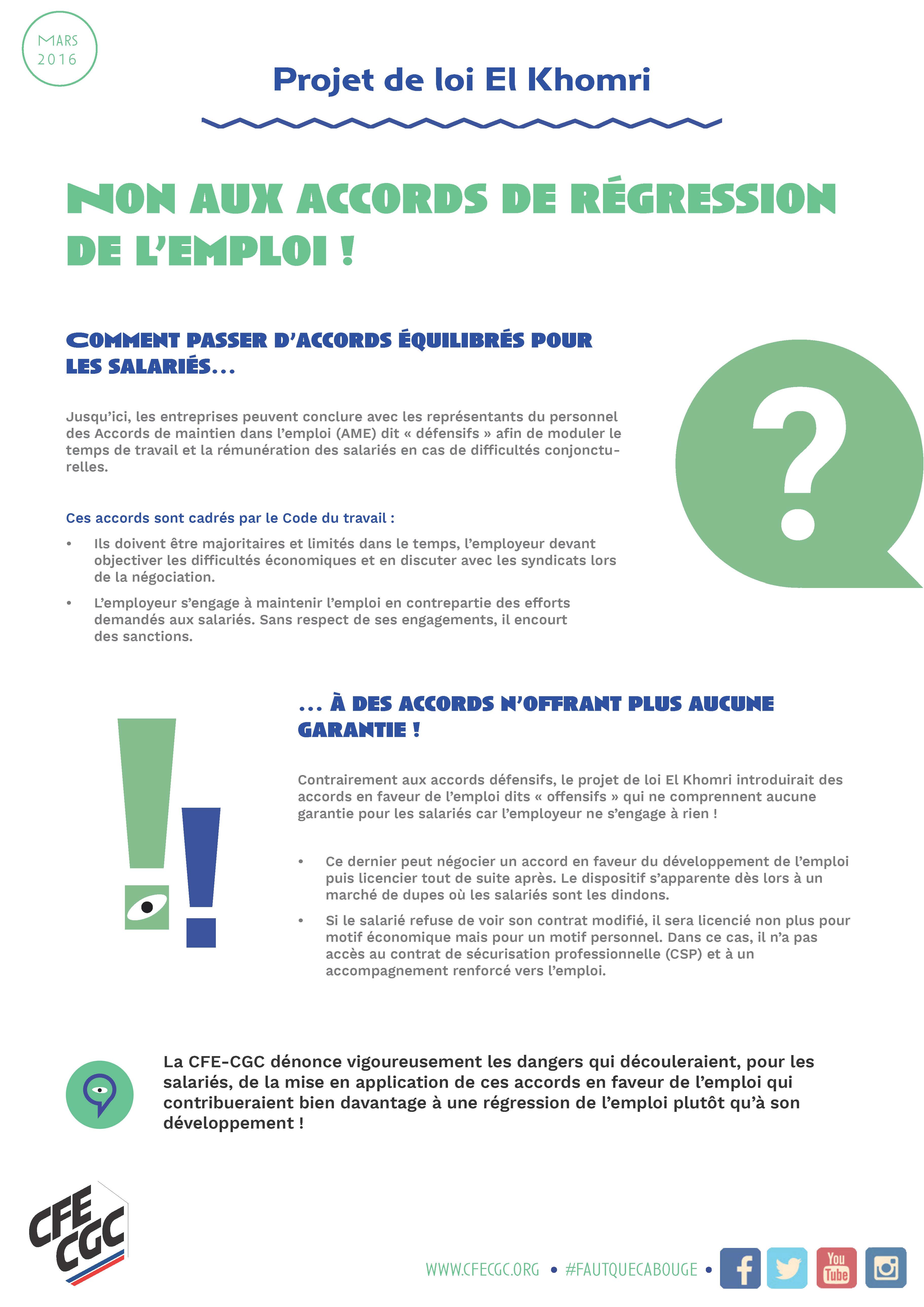 5. TRACT - NON AUX ACCORDS DE REGRESSION DE L'EMPLOI